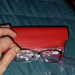 Guess Red Eyeglass Case with Glasses